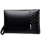 A-QMZL pochette Borsello Uomo a Mano da Polso Il Nuovo Borsa Pelle Elegante Grande Capacità con fessura per carte per Lavoro Viaggio Casual Ufficio Borsetta(Nero)