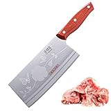 TJ POP Mannaia Coltello da Chef Cinese da Cucina 18cm, Affilato con Design Full Tang, 2 in 1, Lama in Acciaio 30Cr13 Spessore 2,5mm, TJ SEGA Serie TC1707