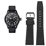 QTYQWC Cinturino in Pelle Bovina in Nylon ad Alta densità per Cinturino in Tessuto Portoghese IWC Pilot da 20 mm, 21 mm, 22 mm, Cinturino da Polso in Pelle Bovina Blu Verde Militare Nero