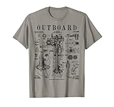 Barca da pesca fuoribordo motore marino stampa brevetto vintage Maglietta