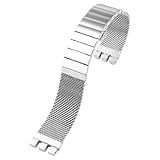 ROUREOX Braccialetto Orologio Interfaccia Specializzata Metallo Solido, 316L Acciaio Inossidabile Cinturino Orologio Sostituzione per SWATCH Irony Chrono YCS443G-Argento 21MM