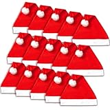 Jonami 15 Cappelli di Babbo Natale. Cappellini Tradizionali Rosso e Bianco Unisex Taglia Unica a Design Natalizio. Accessori per Costume di Babbo Natale