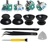 4 Pezzi Joystick 3D Analogico per Sony PS5, Ricambio Joystick con Tecnologia Hall Effetto, Modulo Potenziometro per Controller DualSense, con Strumenti di Riparazione e Tappi per Bilanciere