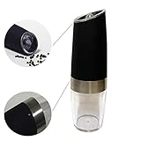 JCT - Macinapepe elettronico con sensore di gravità, macinino per sale e pepe e macinino per sale e pepe regolabile, funzionamento a batteria, con luce a LED, 139,5 g