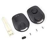 Qukaim Custodia per chiave telecomando a 2 pulsanti, colore nero, ricambio per SSANGYONG Actyon, custodia per chiave auto