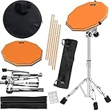 Slint Kit Drum Pad - Drum Pad Set con due superfici diverse - 30cm Double-Sided Silent Drum Pad e 10cm Snare - Pad con supporto e bacchette