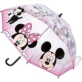 Ombrello a Cupola di Minnie e Mickey Mouse - Stampa di Topolina e Topolino con Dettagli Rosa - Fabbricato in 100% POE con Struttura in Fibra di Vetro - Prodotto Originale Elaborato in Spagna