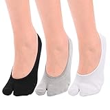 F Flammi No Show Socks - Calzini da donna Tabi antiscivolo con infradito, taglio basso, per scarpe da barca, Nero, Bianco, Grigio, M