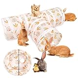 Tunnel pieghevole per conigli nani a 3 vie, giocattolo per piccoli animali, per conigli, porcellini d'india, gatti