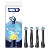 Oral-B Testine di Ricambio iO Series Ultimate Clean Nere, 4 Testine di Ricambio per Spazzolino Elettrico Oral B, Rotonde Originali, con setole CrissCross per rimuovere la placca