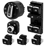 QWORK® 6 Pezzi Interruttori Combinati per Auto, Interruttori per Finestra, Interruttori per Specchietti, Compatibile con VW Golf 5/6 5ND959857 5ND941431B