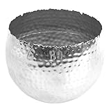 Leaf Fioriera grande in metallo martellato con bordo curvo, argento, 22 cm x 17 cm