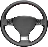 Coprivolante in pelle nera in parte traforata, cucitura a mano, per VW Golf 5, Mk5, Passat B6, Jetta 5, Tiguan 2007-2011