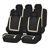 WLLLLa 5 Posti Auto Set Coprisedili per Audi Q5 (8R) 2012-2017,Copri Sedile Impermeabile Auto Set Coprisedili Auto Accessori,F-Black Beige