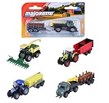 Majorette Auto Farm Trailer (1 modello) – Giocattolo da fattoria in metallo con rimorchio, ruota libera e parti mobili, selezione casuale tra 4 auto giocattolo per bambini dai 3 anni in su, 9-13 cm