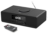 Impianto stereo compatto Home CD stereo Radio lettore CD con Bluetooth, radio FM, Aux-In, riproduzione USB, orologio digitale, doppia sveglia, lettore CD per casa