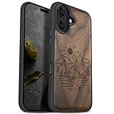 Carveit Custodia per iPhone 17 Cover Legno avec magnetico [Legno e Telaio in TPU] Case Antiurto Compatibile MagSafe con Apple 17 Custodia (Noce-Vette Soleggiate)