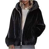 KHIRVWL 2024 Giacca Pelliccia Sintetica Donna Giacca da Donna Alla Moda con Cappuccio Giacca Invernale in Pelliccia Sintetica Giacca Calda con Cerniera a Maniche Lunghe Giacca da Donna
