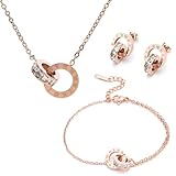 ARHZ set gioielli donna, collana, bracciale, orecchini, set in oro rosa