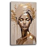 Quadro Moderno Soggiorno Verticale Astratto Donna Volto Quadri moderni di tela canvas da Parete XXL grande Stampa su tela Camera da letto Decorazione Murale muro Arredo Cucina (14, 50x100 cm)