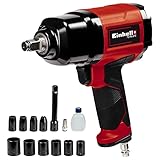 Einhell TC-PW 610 Avvitatore a impulsi pneumatico (torsione max 610 Nm, pressione max 6.3 bar, giri min. 7000,portata aria 142 L/min, incl. 10 inserti a bussola e boccetta d'olio)