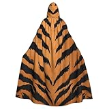 WDXQHY Mantello con cappuccio per adulti con motivo pelle di tigre, comodo ed elastico, perfetto per costumi, cosplay, feste di Halloween