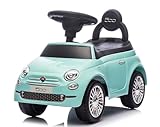 Primi Passi Macchinina Cavalcabile Fiat 500 per Bambini da 12 a 36 Mesi con Suoni e Clacson Sistema Antiribaltamento Vano Portaoggetti Schienale Gioco per Imparare a Camminare (Verde Tiffany)