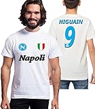 T-Shirt Uomo Bambino Gonzalo Higuain 9 Napoli Logo Scudetto Sport Calcio Calcetto Tempo Libero Relax Maglietta Tracksuit Squadra Cuore Napoletano