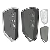 Supecesorio Custodia Chiave Auto Compatibile con Golf 8 con 3 Tasti Cover 2 Pezzi, TPU Custodia Protettiva Chiave, Compatibile con MK8/Seat Leon MK 4 2020 Case Trasparente, Nero Trasparente