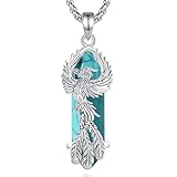 CELESTIA Donna Collana Turchese Ciondolo Fenice Phoenix Placcato Argento con Pietre Semipreziose Bigiotteria Regalo Mamma Idea Regalo Donne 20~50 Anni