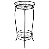 Bamworld porta piante da esterno a 2 livelli in metallo, scaffale porta vasi decorativo per balcone, giardino e interno