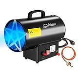 SOLEILUX Generatore Riscaldatore Cannone Ventilato aria calda a gas GPL 15 kW, con avviamento piezoelettrico con regolatore e tubo 1,5 m