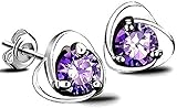 PULABO Simpatici orecchini a forma di cuore con ametista Orecchini freschi semplici e squisiti (viola) durevole