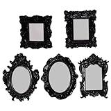 BEAHING Cornici decorative da 5 pezzi, ovali, quadrate, rettangolari, nere, in resina gotica vintage, per la casa