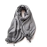 KARMA.DIEM Cashmere Merino Mix – Sciarpa XXL super morbida – 180 x 65 cm – Unisex – Pashima/Stola/Extra Larga per uomo e donna, grigio chiaro, L