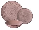 MAURY'S PRINCESS SERVIZIO DI PIATTI IN CERAMICA DA 18 PEZZI CON DECORO ANTICATO (Rosa)
