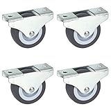 Dörner + Helmer Set di 4 ruote fisse per mobili, 50 mm x 19 mm, portata 165 kg, piccola ruota TPE, fissaggio direzionale
