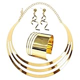 FDGGT 1 Braccialetto, 1 Collana, 1 Paio di Orecchini, Parure di Gioielli in Oro, Gioielli da Donna, Gioielli di Moda Personalizzati