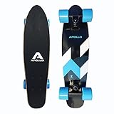 Apollo Fancy Board Matei Mini - Tavola Cruiser Completa Vintage | Dimensioni: 22'' (57,15 cm) | Colore: Blu/Nero | Skateboard Piccolo e maneggevole