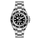 Bobroff Tabarca - Orologio subacqueo professionale da uomo, automatico, 1000 m,Nero, 44MM, valvola dell'elio BF001