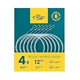 SF - Leader pre-legato con anello, conico, in nylon, per pesca a mosca, per pesca trota 3,65 m - 4X, 6 pezzi