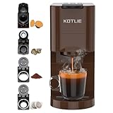 KOTLIE Macchina Da Caffè Capsule 4 in1,Per NES/DG/Caffè Macinato/ESE PadS(44mm),19Bar,800ML(AC-513K)（MARRONE