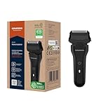 GRUNDIG MS 6330 - Rasoio da uomo, 60 minuti di funzionamento, taglierina a pelo lungo, sistema di taglio a 3 livelli, alloggiamento in 74% plastica riciclata, uso mondiale, colore: Nero