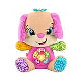 Fisher-Price Giocattolo per l'apprendimento dei neonati Ridi e Impara peluche musicale Sis Smart Stages rosa; per bambini dai 6 mesi in su, multilingue: Italiano, Spagnolo, Portoghese, Inglese, JFD35