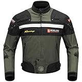 BORLENI Giacca da Moto Uomo 4 Stagioni Giubbotto Motociclista con Protezioni CE Gilet Termico Removibile Antivento Uomini Donna Verde Militare XXL