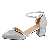 Scarpe Tacco Donna Classici Ufficio Chiusi Davanti Sandali Tacco Basso Cerimonia Estivi Scarpe Tacco Medio Cinturino Caviglia Eleganti Nuovi Lavoro Decollete Sposa Comode Tacchi Slingback Antiscivolo