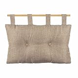 Caritex Cuscino Testata Letto Con Passanti a Strappo, Cuscino Testiera Letto Imbottito Con Fiocco di Poliestere, Montaggio Rapido, con Bottoni Decorativi 45x70 cm Modello Bea S809 (Juta)