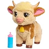 Just Play Giocattolo interattivo furReal Maggie The Feed & Follow Cow da 27,9 cm, oltre 50 suoni e reazioni, peluche, giocattoli per bambini dai 4 anni