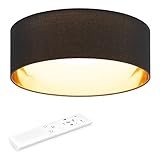 Navaris Lampadario LED Luce Regolabile - Lampada Sospensione Cupola - Plafoniera Rotonda Soffitto Ø 32 cm - per Camera da Letto Soggiorno Cucina - Illuminazione Dimmer - Nero Oro
