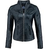 URBAN 5884 Giacca Pelle Donna, Giubbino in Vera Pelle d'Agnello, Modello Corto e Aderente, Pelle Liscia e Morbida, Nero, S